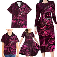 Personalised Polynesia Zodiac Libra Family Matching Long Sleeve Bodycon Dress and Hawaiian Shirt Galaxy Polynesian Pattern Chest Tattoo Style LT14 - Polynesian Pride