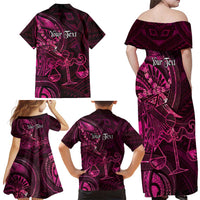 Personalised Polynesia Zodiac Libra Family Matching Off Shoulder Maxi Dress and Hawaiian Shirt Galaxy Polynesian Pattern Chest Tattoo Style LT14 - Polynesian Pride