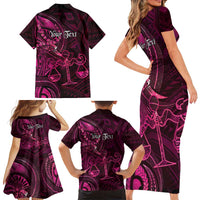 Personalised Polynesia Zodiac Libra Family Matching Short Sleeve Bodycon Dress and Hawaiian Shirt Galaxy Polynesian Pattern Chest Tattoo Style LT14 - Polynesian Pride