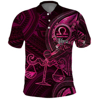 Personalised Polynesia Zodiac Libra Polo Shirt Galaxy Polynesian Pattern Chest Tattoo Style