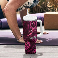 Personalised Polynesia Zodiac Libra Tumbler With Handle Galaxy Polynesian Pattern Chest Tattoo Style