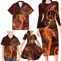 Personalised Polynesia Zodiac Leo Family Matching Long Sleeve Bodycon Dress and Hawaiian Shirt Galaxy Polynesian Pattern Chest Tattoo Style LT14 - Polynesian Pride