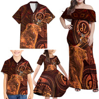 Personalised Polynesia Zodiac Leo Family Matching Off Shoulder Maxi Dress and Hawaiian Shirt Galaxy Polynesian Pattern Chest Tattoo Style LT14 - Polynesian Pride