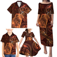 Personalised Polynesia Zodiac Leo Family Matching Puletasi and Hawaiian Shirt Galaxy Polynesian Pattern Chest Tattoo Style LT14 - Polynesian Pride