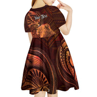 Personalised Polynesia Zodiac Leo Kid Short Sleeve Dress Galaxy Polynesian Pattern Chest Tattoo Style LT14 - Polynesian Pride