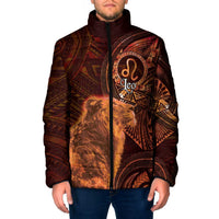 Personalised Polynesia Zodiac Leo Padded Jacket Galaxy Polynesian Pattern Chest Tattoo Style LT14 Men Orange - Polynesian Pride