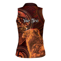 Personalised Polynesia Zodiac Leo Women Sleeveless Polo Shirt Galaxy Polynesian Pattern Chest Tattoo Style