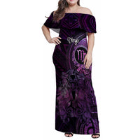 Personalised Polynesia Zodiac Virgo Family Matching Off Shoulder Maxi Dress and Hawaiian Shirt Galaxy Polynesian Pattern Chest Tattoo Style