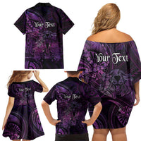 Personalised Polynesia Zodiac Virgo Family Matching Off Shoulder Short Dress and Hawaiian Shirt Galaxy Polynesian Pattern Chest Tattoo Style LT14 - Polynesian Pride