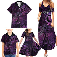 Personalised Polynesia Zodiac Virgo Family Matching Summer Maxi Dress and Hawaiian Shirt Galaxy Polynesian Pattern Chest Tattoo Style