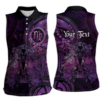 Personalised Polynesia Zodiac Virgo Women Sleeveless Polo Shirt Galaxy Polynesian Pattern Chest Tattoo Style