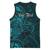 Personalised Polynesia Zodiac Sagittarius Basketball Jersey Galaxy Polynesian Pattern Chest Tattoo Style