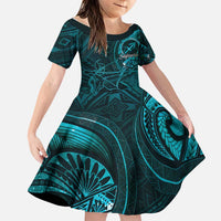 Personalised Polynesia Zodiac Sagittarius Family Matching Tank Maxi Dress and Hawaiian Shirt Galaxy Polynesian Pattern Chest Tattoo Style