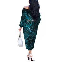 Personalised Polynesia Zodiac Sagittarius Off The Shoulder Long Sleeve Dress Galaxy Polynesian Pattern Chest Tattoo Style