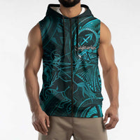 Personalised Polynesia Zodiac Sagittarius Sleeveless Zip Hoodie Galaxy Polynesian Pattern Chest Tattoo Style