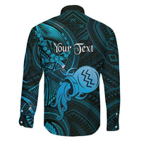 Personalised Polynesia Zodiac Aquarius Family Matching Off The Shoulder Long Sleeve Dress and Hawaiian Shirt Galaxy Polynesian Pattern Chest Tattoo Style LT14 - Polynesian Pride