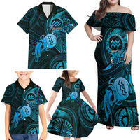 Personalised Polynesia Zodiac Aquarius Family Matching Off Shoulder Maxi Dress and Hawaiian Shirt Galaxy Polynesian Pattern Chest Tattoo Style LT14 - Polynesian Pride