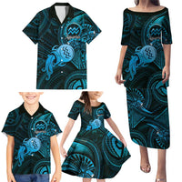 Personalised Polynesia Zodiac Aquarius Family Matching Puletasi and Hawaiian Shirt Galaxy Polynesian Pattern Chest Tattoo Style LT14 - Polynesian Pride