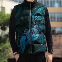 Personalised Polynesia Zodiac Aquarius Sleeveless Puffer Jacket Galaxy Polynesian Pattern Chest Tattoo Style LT14 - Polynesian Pride