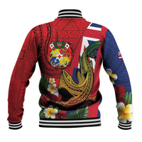 Hawaii And Tonga Baseball Jacket Shark Tattoo With Tongan Coat Of Arms