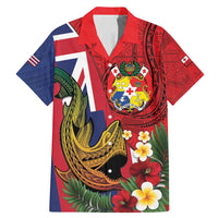 Hawaii And Tonga Family Matching Mermaid Dress and Hawaiian Shirt Shark Tattoo With Tongan Coat Of Arms