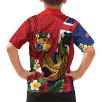 Hawaii And Tonga Family Matching Summer Maxi Dress and Hawaiian Shirt Shark Tattoo With Tongan Coat Of Arms