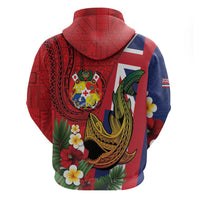 Hawaii And Tonga Hoodie Shark Tattoo With Tongan Coat Of Arms