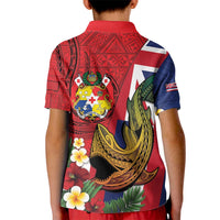 Hawaii And Tonga Kid Polo Shirt Shark Tattoo With Tongan Coat Of Arms