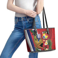 Hawaii And Tonga Leather Tote Bag Shark Tattoo With Tongan Coat Of Arms