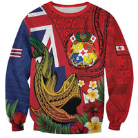 Hawaii And Tonga Sweatshirt Shark Tattoo With Tongan Coat Of Arms
