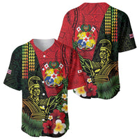 Hawaii And Tonga Baseball Jersey King Kamehameha Tribal Ngatu Pattern