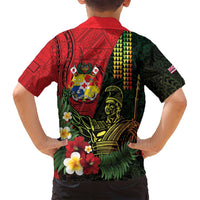 Hawaii And Tonga Family Matching Puletasi and Hawaiian Shirt King Kamehameha Tribal Ngatu Pattern