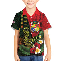 Hawaii And Tonga Family Matching Puletasi and Hawaiian Shirt King Kamehameha Tribal Ngatu Pattern