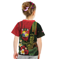 Hawaii And Tonga Kid T Shirt King Kamehameha Tribal Ngatu Pattern