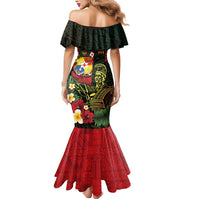 Hawaii And Tonga Mermaid Dress King Kamehameha Tribal Ngatu Pattern