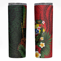 Hawaii And Tonga Skinny Tumbler King Kamehameha Tribal Ngatu Pattern
