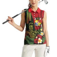 Hawaii And Tonga Women Sleeveless Polo Shirt King Kamehameha Tribal Ngatu Pattern