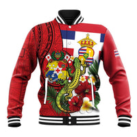 Hawaii And Tonga Baseball Jacket King Kalakaua Tribal Gecko Tongan Ngatu