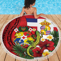 Hawaii And Tonga Beach Blanket King Kalakaua Tribal Gecko Tongan Ngatu