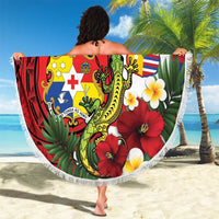 Hawaii And Tonga Beach Blanket King Kalakaua Tribal Gecko Tongan Ngatu