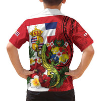 Hawaii And Tonga Family Matching Puletasi and Hawaiian Shirt King Kalakaua Tribal Gecko Tongan Ngatu