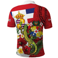 Hawaii And Tonga Polo Shirt King Kalakaua Tribal Gecko Tongan Ngatu