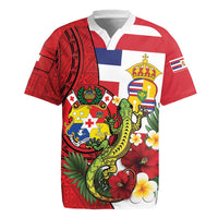 Hawaii And Tonga Rugby Jersey King Kalakaua Tribal Gecko Tongan Ngatu