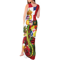 Hawaii And Tonga Tank Maxi Dress King Kalakaua Tribal Gecko Tongan Ngatu LT14 - Polynesian Pride