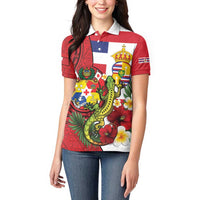 Hawaii And Tonga Women Polo Shirt King Kalakaua Tribal Gecko Tongan Ngatu