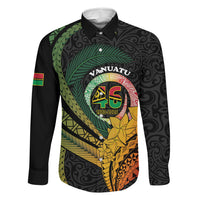 Personalised Vanuatu Independence Day Family Matching Long Sleeve Bodycon Dress and Hawaiian Shirt July 30 Pig Tusk Long God Yumi Stanap LT14 Dad's Shirt - Long Sleeve Black - Polynesian Pride