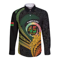 Personalised Vanuatu Independence Day Long Sleeve Button Shirt July 30 Pig Tusk Long God Yumi Stanap