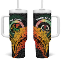 Personalised Vanuatu Independence Day Tumbler With Handle July 30 Pig Tusk Long God Yumi Stanap LT14 One Size: 40 oz Black - Polynesian Pride