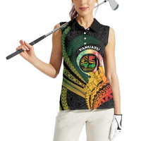 Personalised Vanuatu Independence Day Women Sleeveless Polo Shirt July 30 Pig Tusk Long God Yumi Stanap