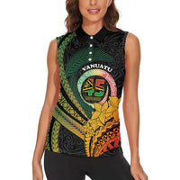 Personalised Vanuatu Independence Day Women Sleeveless Polo Shirt July 30 Pig Tusk Long God Yumi Stanap